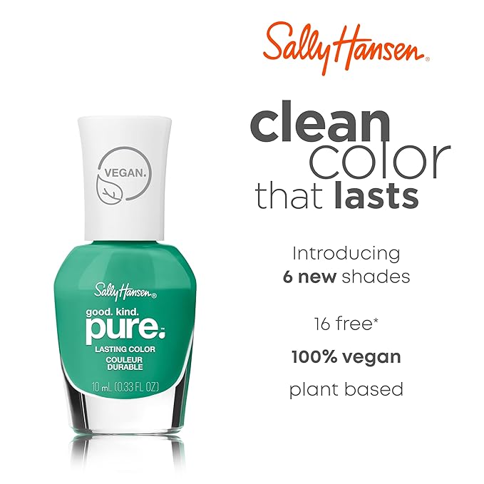 Sally Hansen Good. Kind. Pure. Nail Polish | Plant-Based, Vegan, 16-Free Formula | Opaque, Shiny | 377 Thyme Off | Bright Green Nail Color