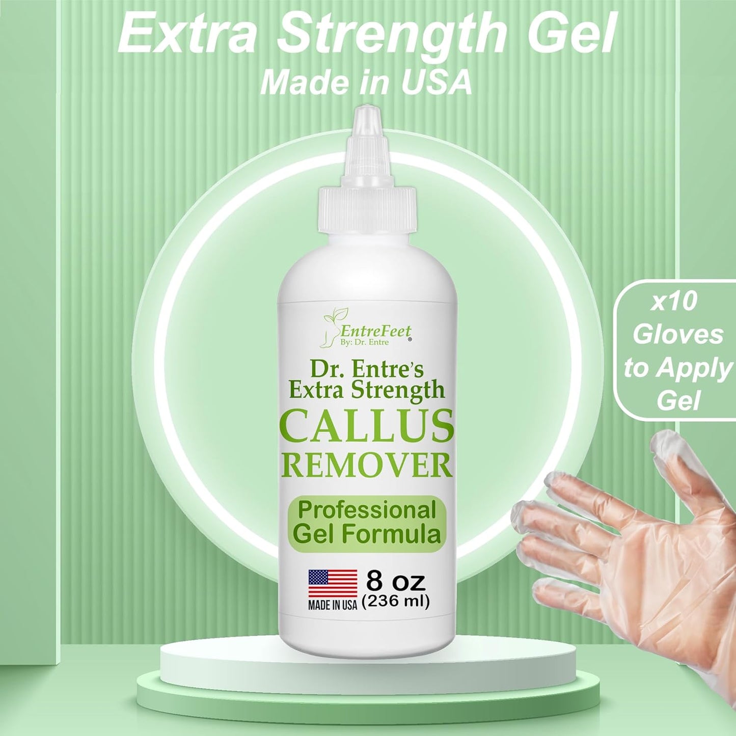 Dr. Entre's Callus Remover Gel Kit for Feet: Foot File, Pumice Stone, 5 Glove Pairs for Gel Application, Spa Kit, Foot Care, Pedicure Tools, Scrubber, 8oz