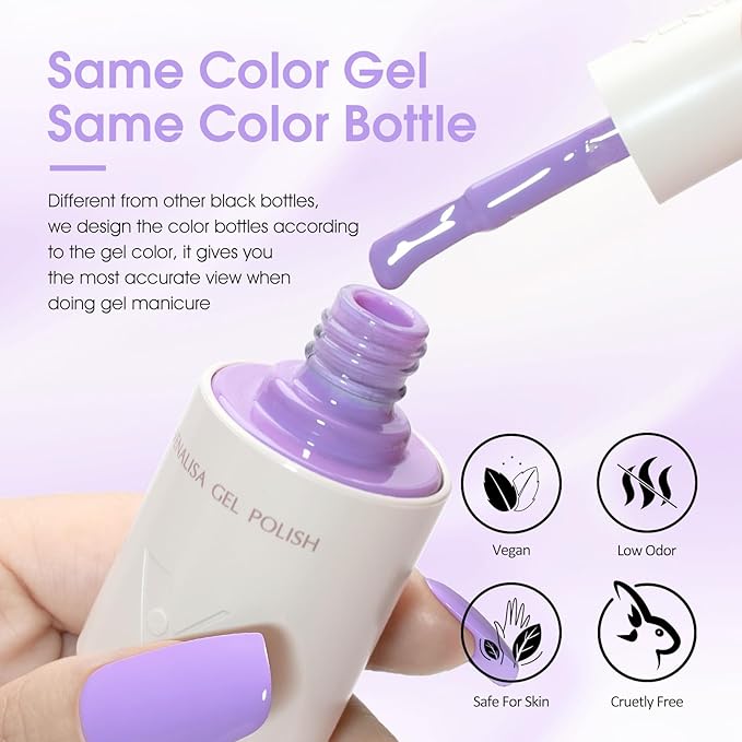 VENALISA 10 ML Gel Nail Polish Set with DIY Nail tips Kit, 5 Pcs Pink Purple Orange Gel Polish Color High Gloss Soak Off U V Nail Manicure Salon DIY