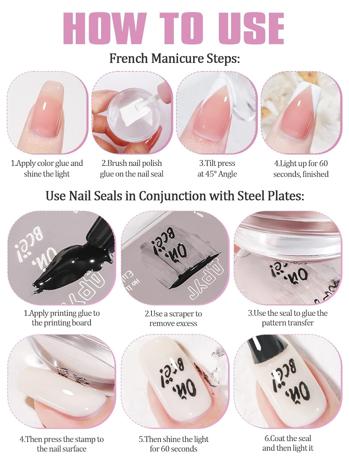 Kalolary Silicone Nail Stamper Set, French Tip Nail Stamp Jelly with Scraper, 3PCS Nail Detail Brush Set Nail Art Brush Pen, 5PCS Nail Dotting Pen, French Tip Nails Art Design Manicure Tools