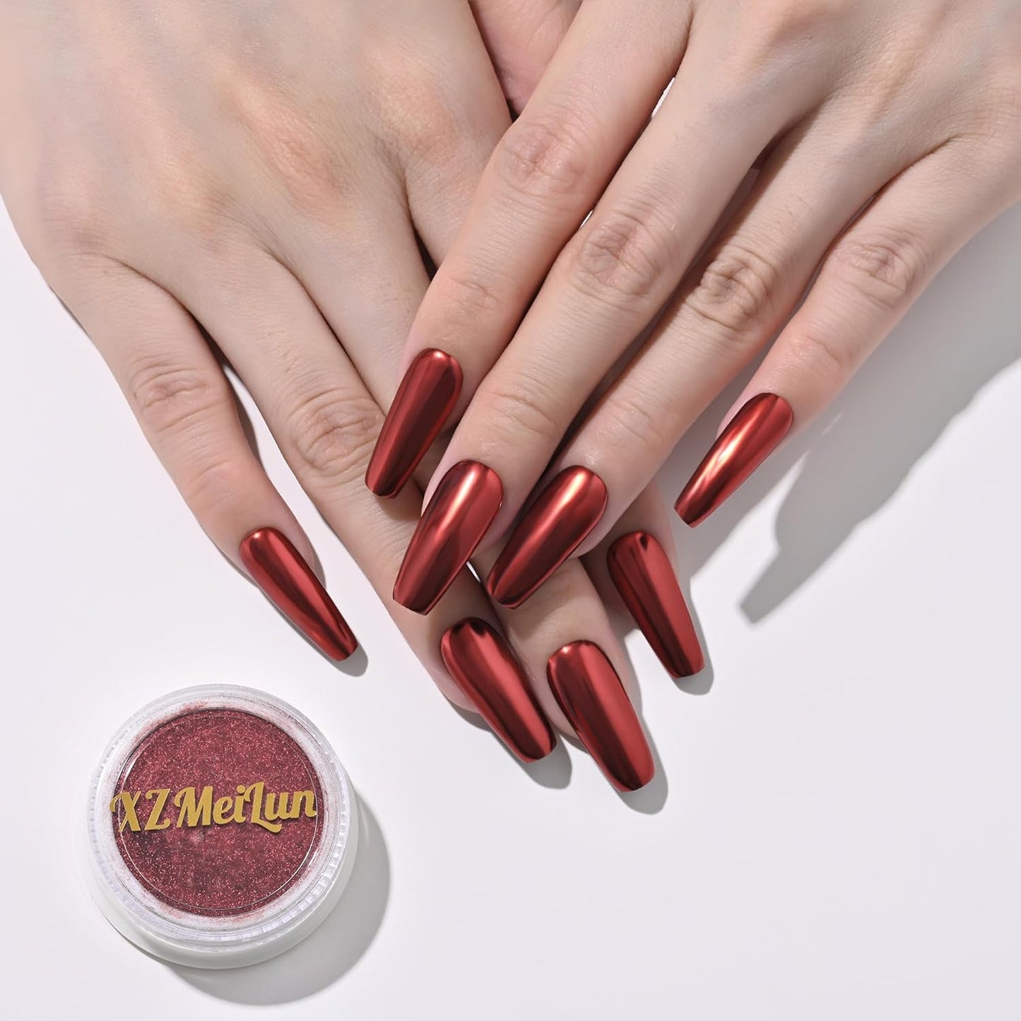 Red Magic Mirror Chrome Nail Powder, Big-Capacity 1.5g Metallic Dust Holographic Effect Powder Pigment Glitter Manicure Kit, Nail Art, Can Mixed with Builder Gel Nail Polish for Use