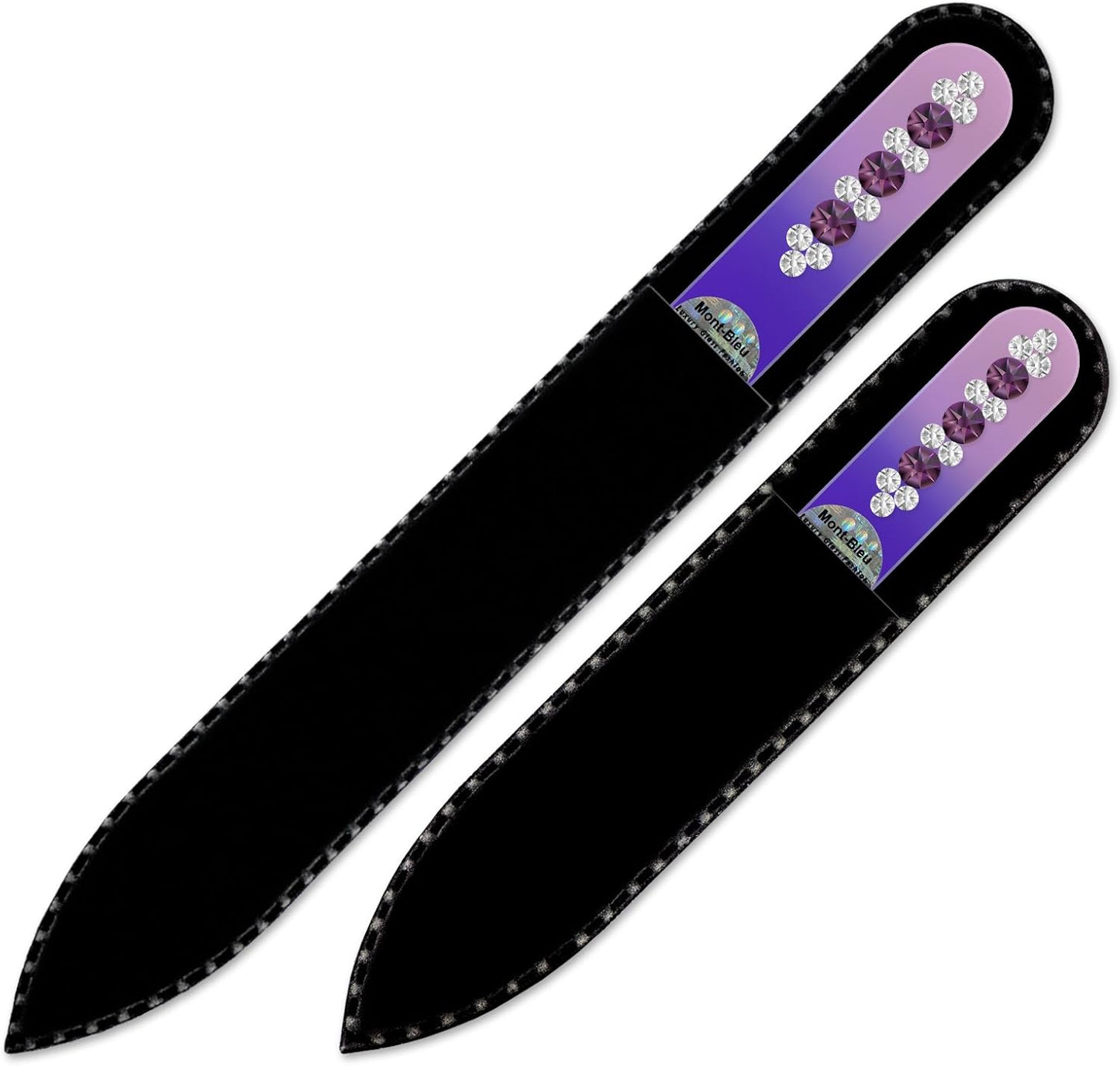 Mont Bleu Genuine Czech Glass Nail File Set of 2 Crystal Nail Files Hand Decorated with Crystals - Handmade Gifts - Crystal Nail File