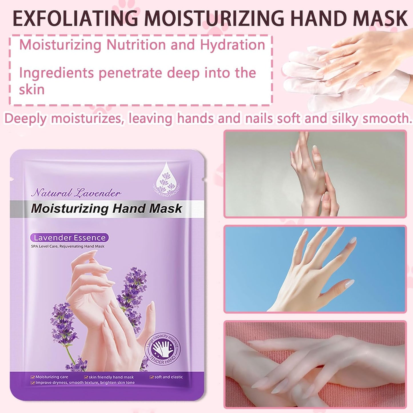 6PCS Hand Masks,Hydrating Hand Masks Moisturizing Gloves Overnight for Dry Cracked Hands,Daily Hand Care Hand Masks Gift Set for Women and Men K