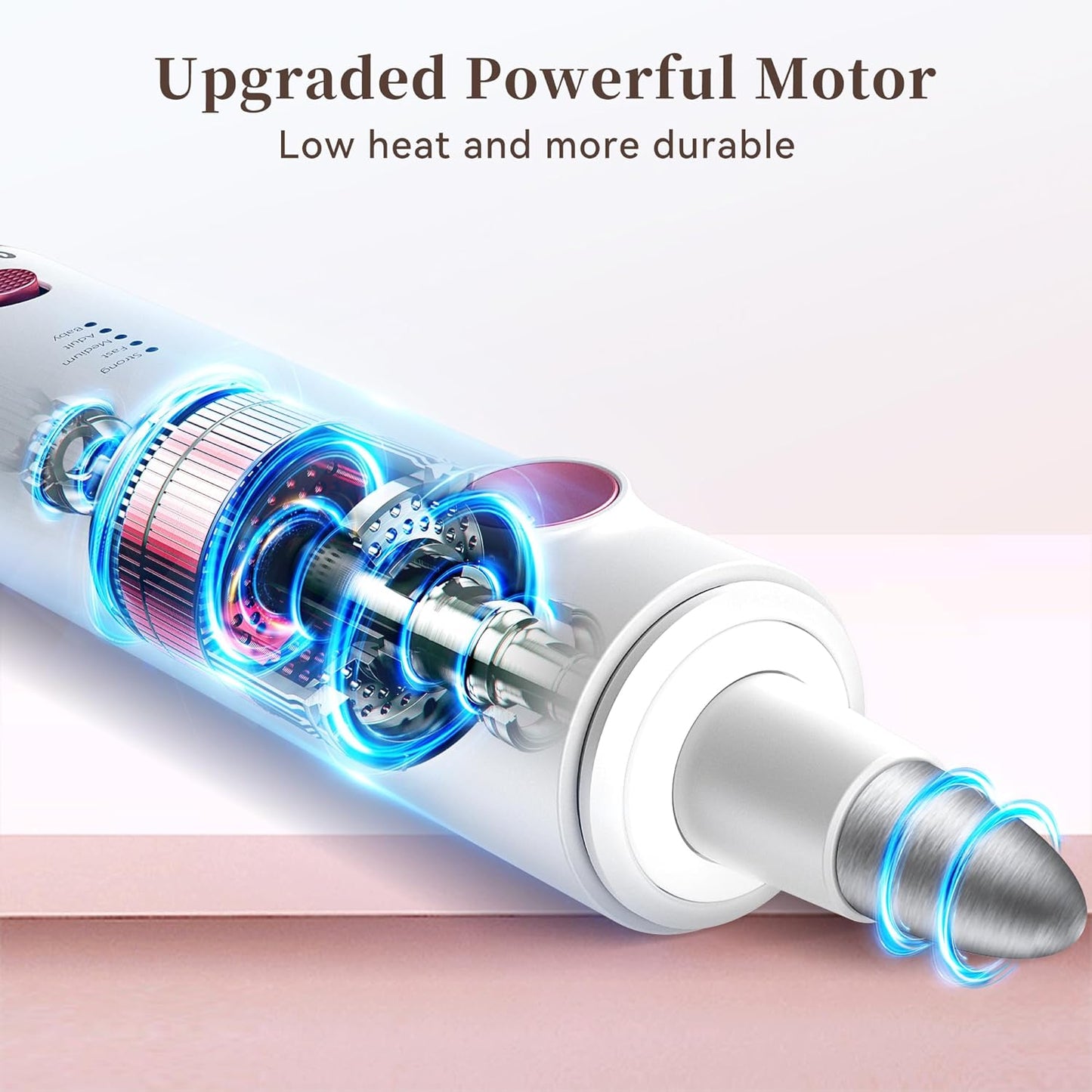 Electric Nail Drill, 8-in-1 Cordless Electric Nail File with LED Light, 5 Speeds Rechargeable Manicure and Pedicure Kit Hand Foot Care Tool for Nail Grinder Trim Polish for Women Baby
