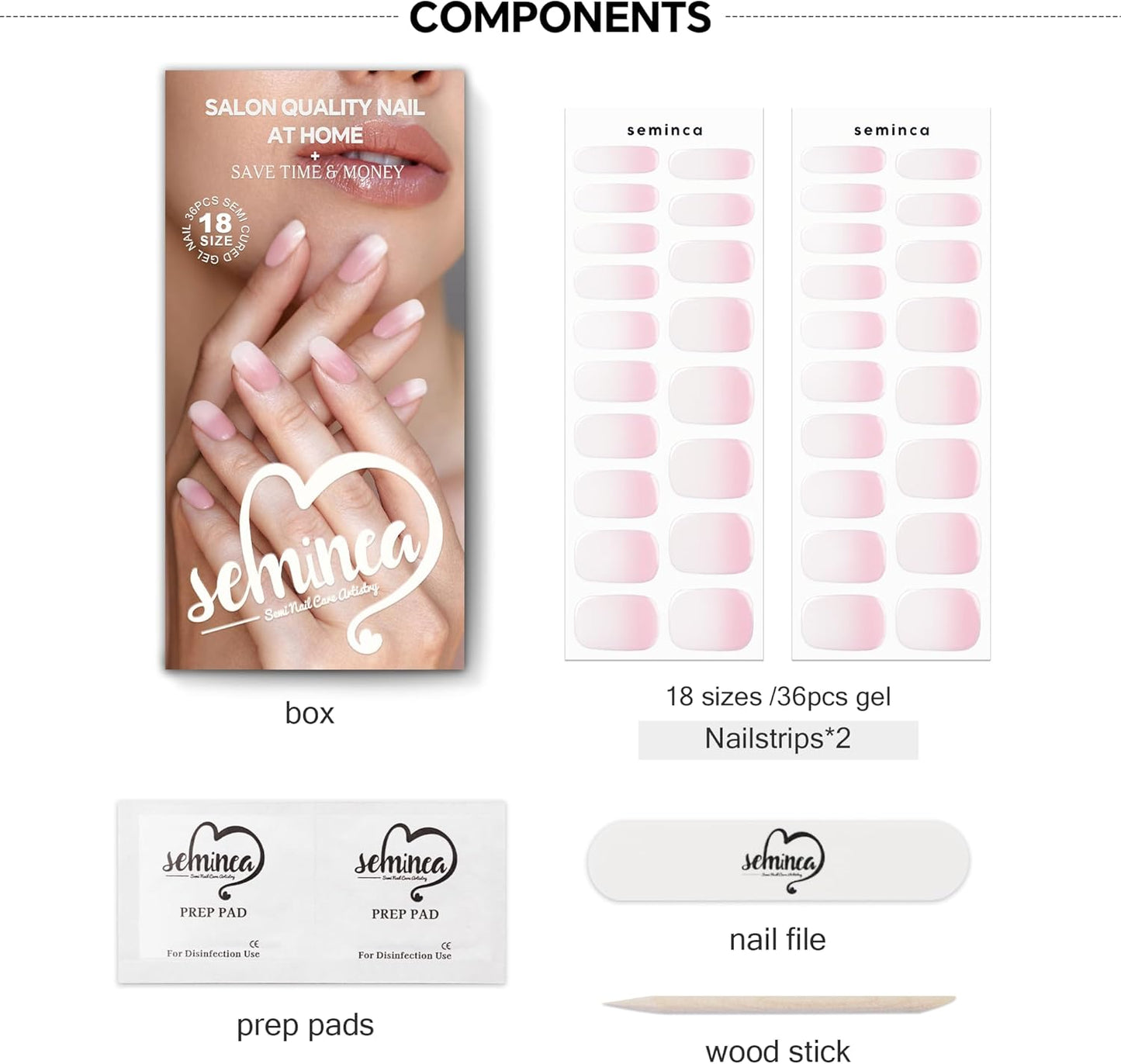 Semi Cured Gel Nail Strips-Salon Quality Semi-Cured Gel Press On Nails Stickers Quick DIY Nail Art Manicure Kits for Women at Home,Works with Any UV/LED Lamps(Peach Latte)