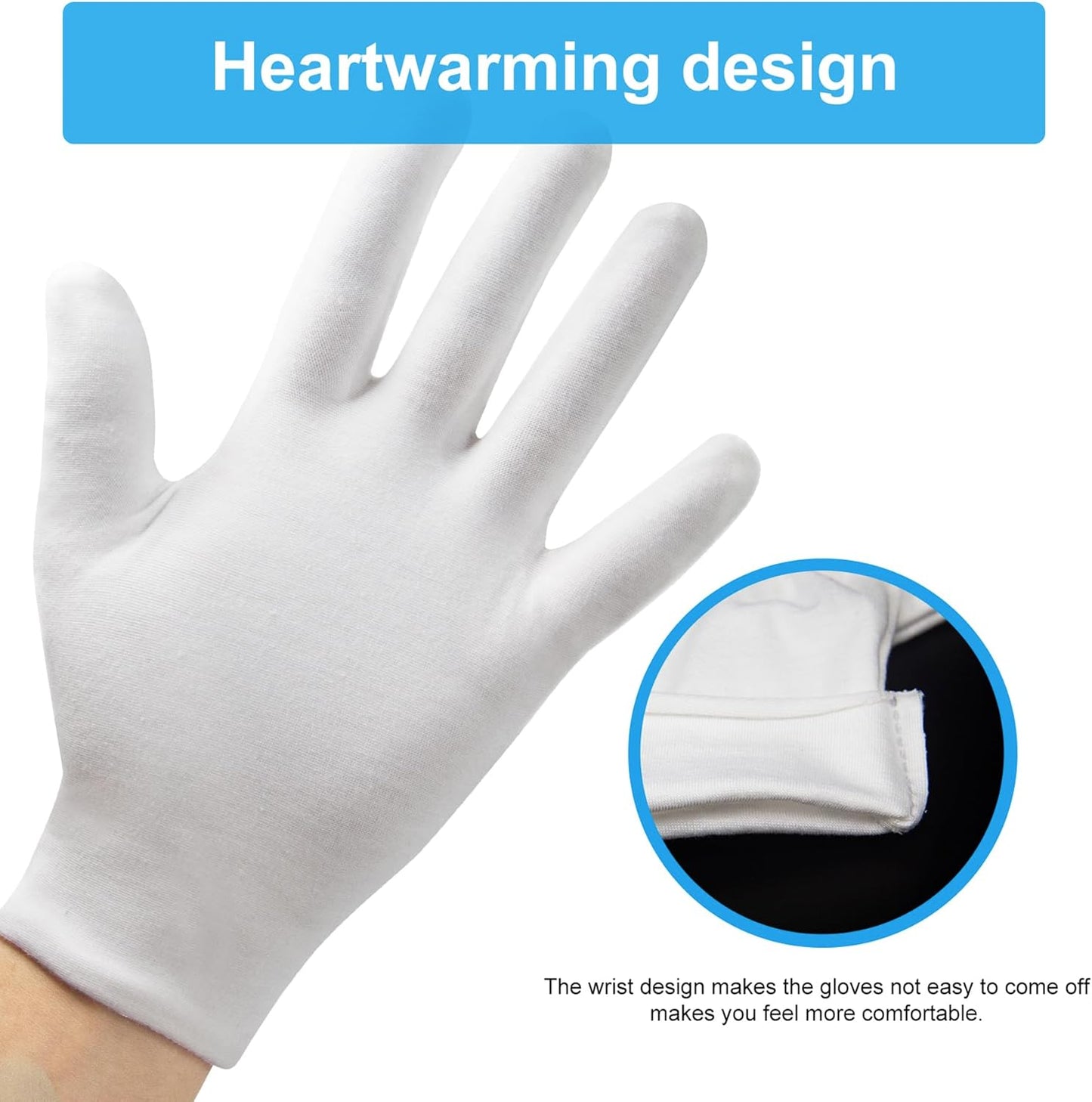 15Pairs (30Pcs) White Gloves for Men and Women, Washable SPA Moisturizing Cotton Gloves for Dry Hands Eczema Work Inspection Service Performance