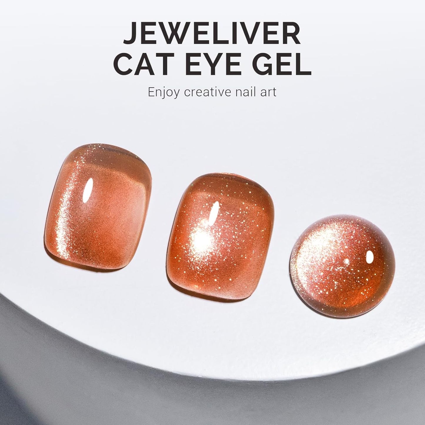 MelodySusie Jeweliver Cat Eye Gel Nail Polish, 0.5 Fl Oz Brown Glitter Holographic Magnetic Nail Polish with Magnet, UV Nail Polish for Nail Art Manicure Salon DIY at Home C68