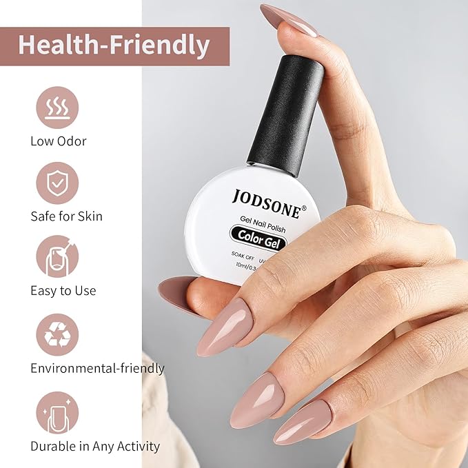 JODSONE Chocolate Milk Gel Nail Polish 10ml Soak Off LED Nail Polish Nude Brown Nail Color Salon Quality Vegan & Cruelty-Free Low Odor Need U V Lamp Curing