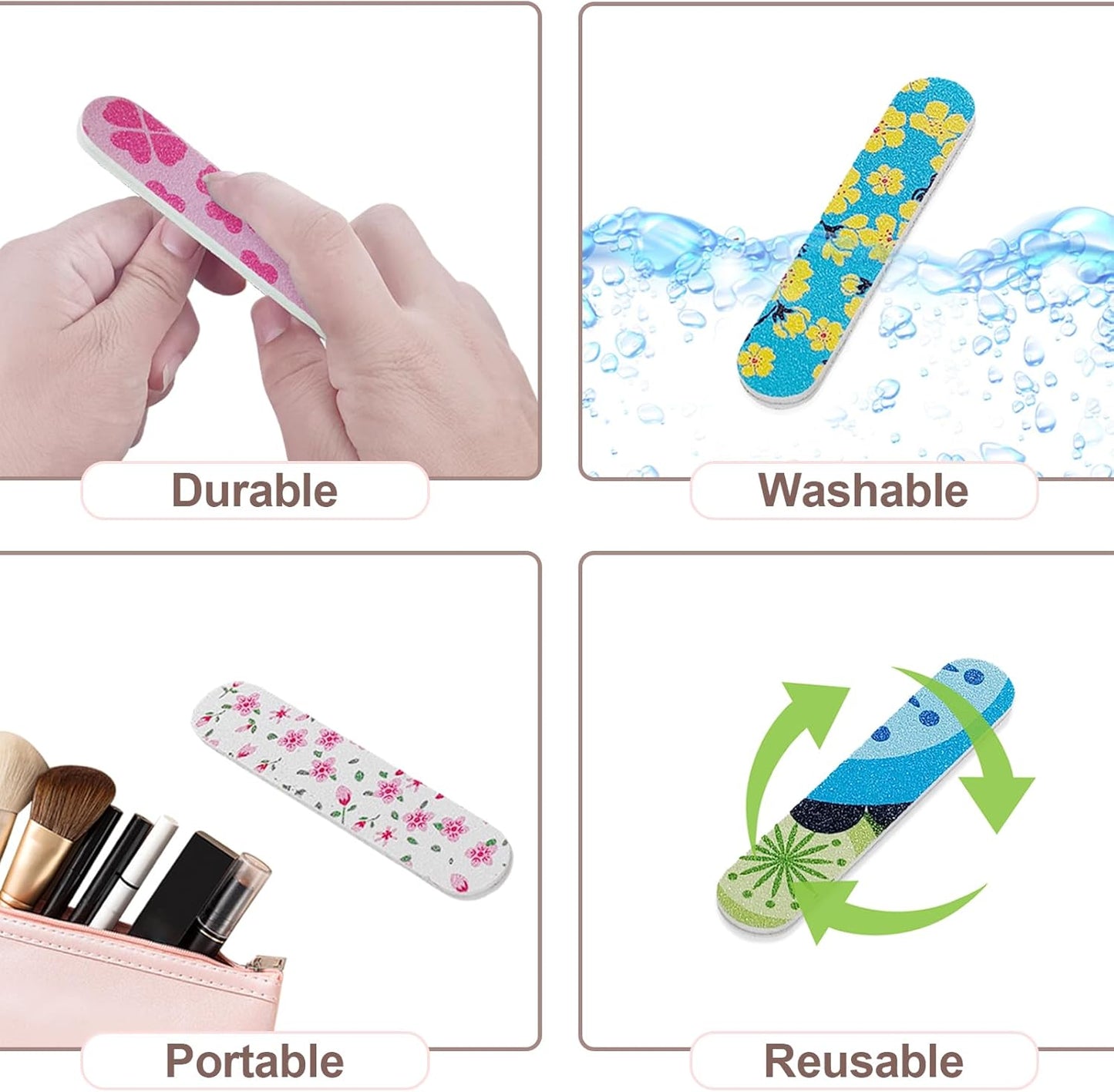 Mini Nail Files (50 Packs), Colorful Emery Boards for Nails Double Sided 180 Grit Emory, Gifts Bulk Fingernails Manicure Tools Shaping Buffing Smoothing Filers Cute 3.5”