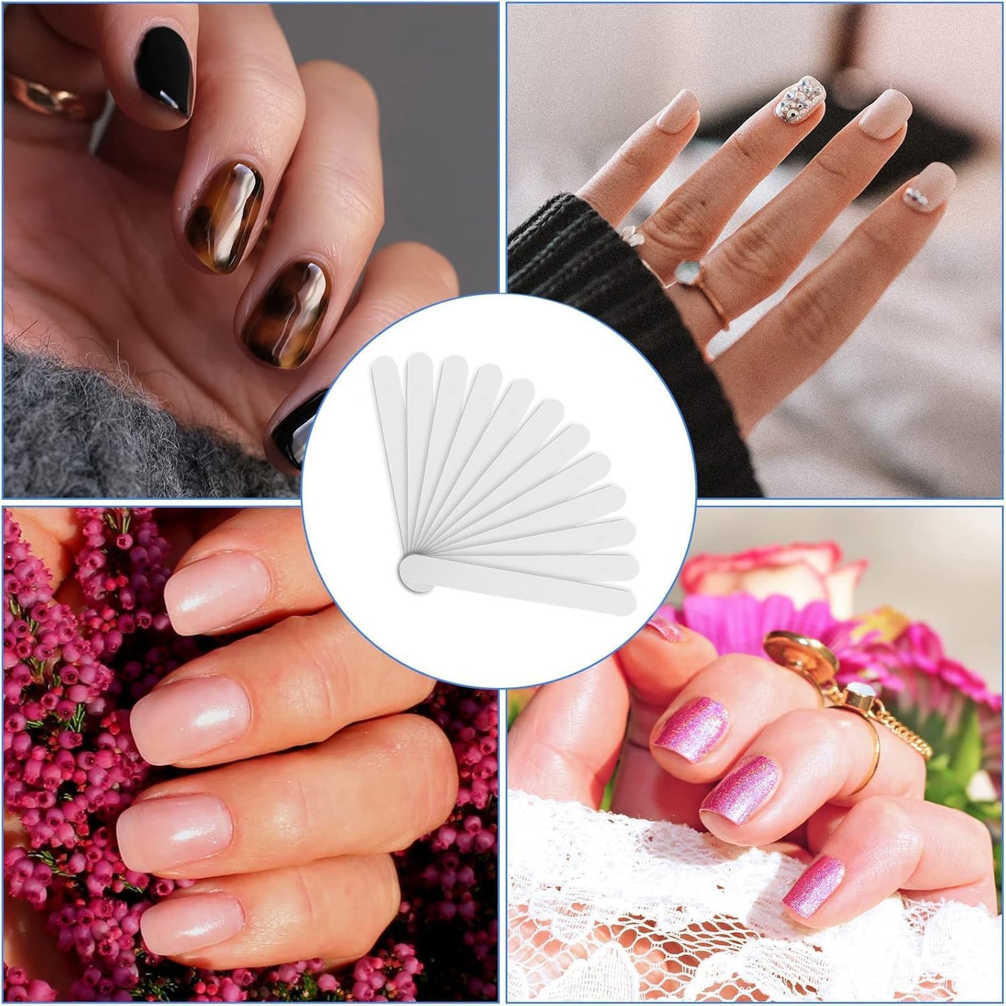 White Nail Files (12 Pack), Professional 100/180 Grit Double-Sided Emery Boards for Natural Nails, Acrylics & Gels, Durable White Fingernail and Toenail File Kit for Manicure & Pedicure