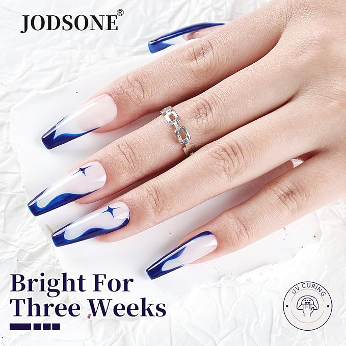 JODSONE 10ml Nail Art Gel Liner Dark Blue Gel Nail polish with Thin Brush Need U V Lamp Cured at Home DIY Gift for Girls