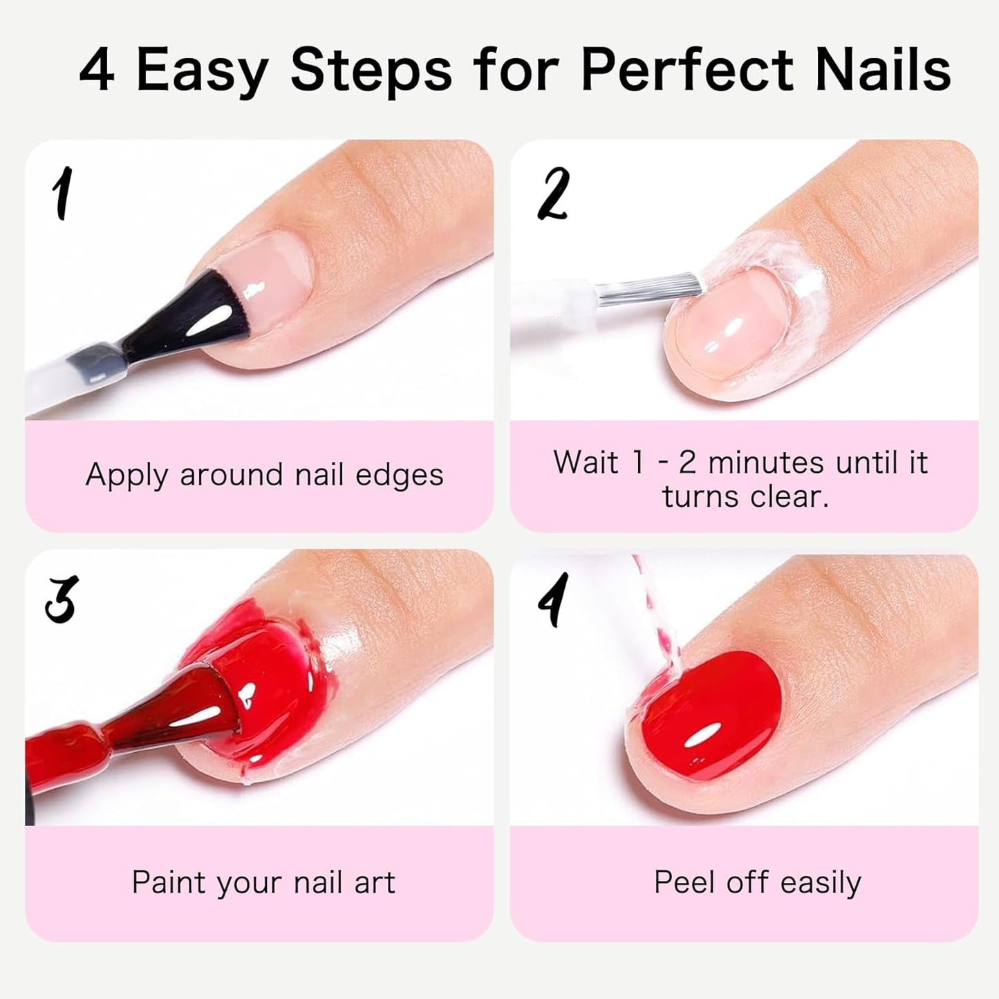 Liquid Latex for Nails - 2-Pack Set - Quick-Dry, Peel Off Cuticle Guard & Nail Polish Barrier Protector for Flawless Manicures & Nail Art (2 x 5ML Bottles)