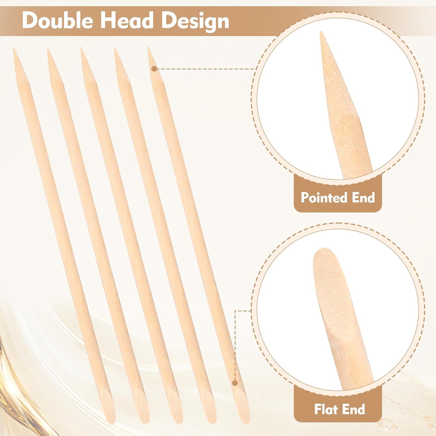 1000 PCS 4.5 Inch Orange Wood Sticks for Nails, AHIER Wooden Cuticle Pusher Sticks Double Head Functional Manicure Tools