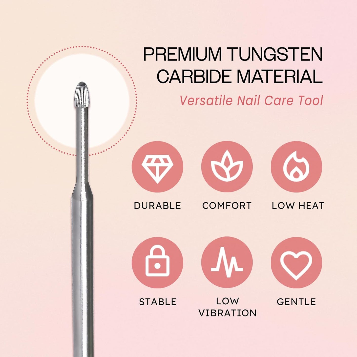 PANA 3/32" Carbide Cuticle Nail Drill Bit for Cuticle Cleaning, Dead Skin Removal, Gel Polish & Acrylic Removal, Under Nail Cleaner, Nail Salon, Manicure Tools (Snake Head - Silver, Medium)
