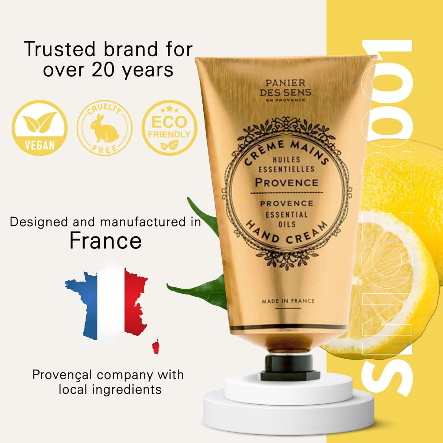 Panier des Sens Provence Hand Cream - Nourishing Shea Butter Hand Cream for Dry Cracked Hands 97% Natural Ingredients - Dermatologically Tested Hand Lotion for Woman Made in France, 2.5 fl oz