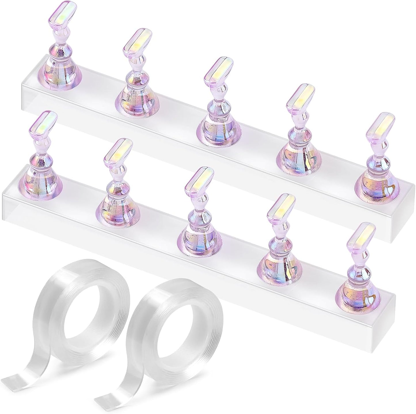 Etercycle Nail Stand for Press On Acrylic Nails Art Display Stand Nail Holder for Painting Magnetic Nails Stand with Double-sided Tape for Home DIY Salon Supplie (Purple)
