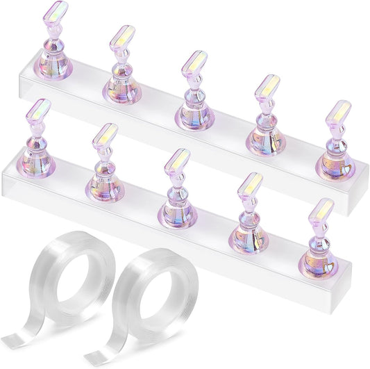 Etercycle Nail Stand for Press On Acrylic Nails Art Display Stand Nail Holder for Painting Magnetic Nails Stand with Double-sided Tape for Home DIY Salon Supplie (Purple)
