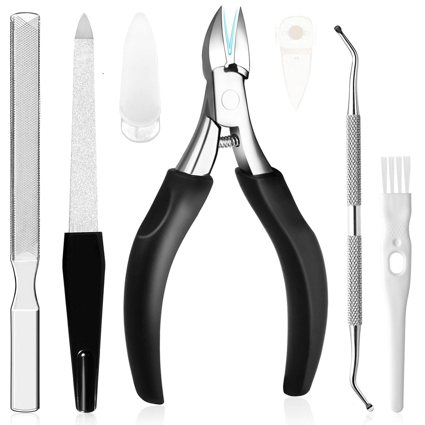 Toe Nail Clippers for Ingrown & Thick Toenails, 6PCS Professional Ingrown Toenail Removal Kit and Nail File & Toenail Lifter Pedicure Tools Kit for Seniors Gifts, Long Handle for Men