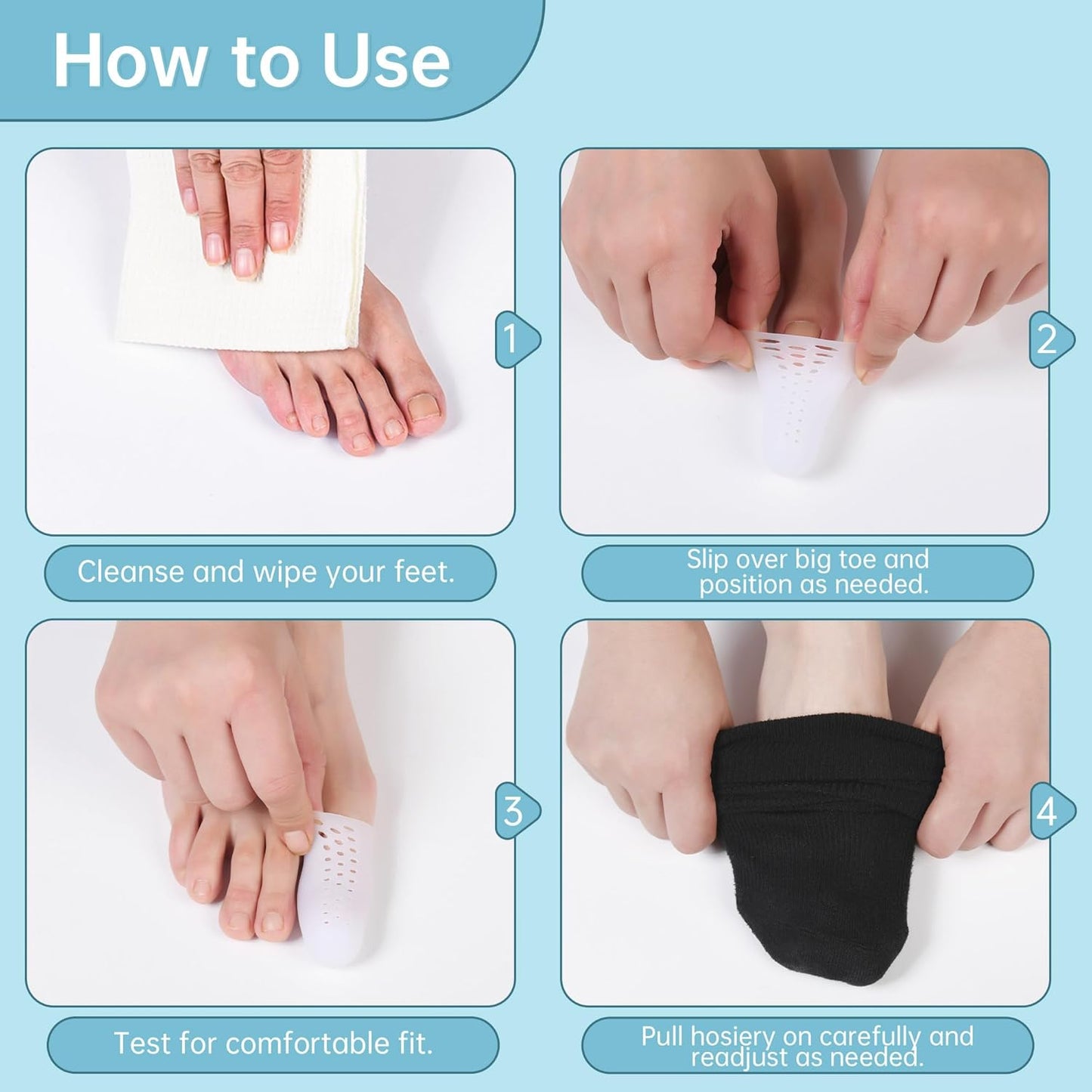 Extended Big Toe Cap for Men, 10 Pcs X-L Breathable Toe Protector Toes Cover Sleeves with Holes, Provides Relief from Missing or Ingrown Toenails, Corns, Blisters, Hammer Toes, Reduce Friction