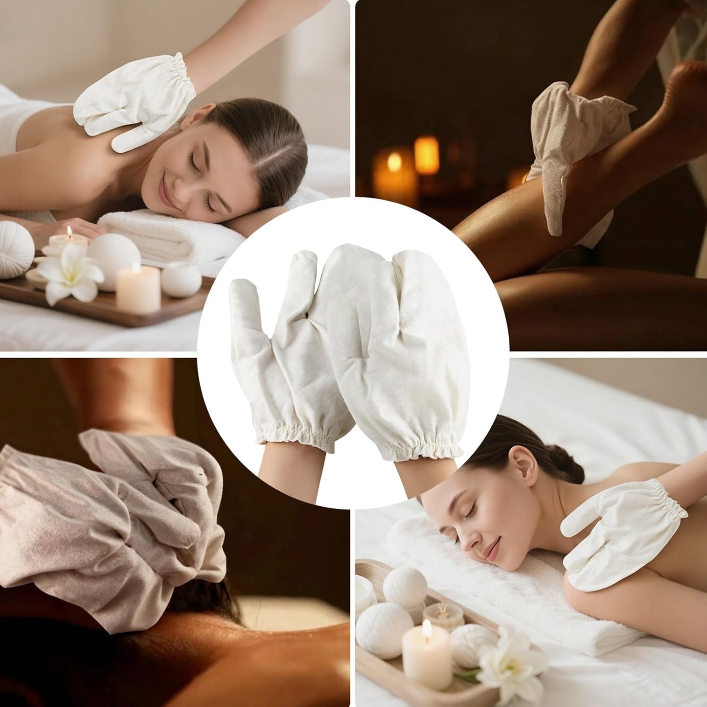 2 Pcs Garshana Gloves Raw Silk Massage Exfoliating Gloves for Women & Men, Ayurvedic Dry Brushing Body Scrub with Elastic Wristbands, Natural Skin Care Tool for Beauty Professionals