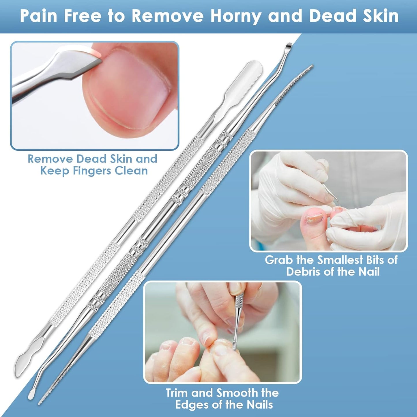 Modacraft 8 PCS Podiatrist Toenail Clippers, Professional Heavy Duty Ingrown & Thick Toe Nail Clippers for Men & Seniors, Pedicure Tools kit with Nail Cutter Super Sharp Curved Blade Manicure Tools
