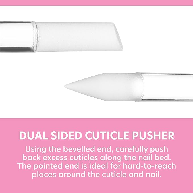 Bona Fide Beauty Glass Cuticle Pusher Set of 2 Manicure Nail Care Tools, 2PC Premium Clear Glass Manicure Sticks