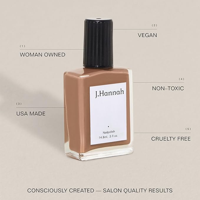 J. Hannah Nail Polish – Vegan, Non-Toxic, Cruelty-Free, Gluten-Free, Long Lasting, USA Made, Earthy Wood Color (Hepworth)