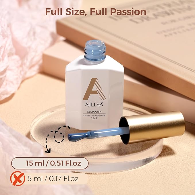 AILLSA Haze Blue Gel Nail Polish Ocean Breath Jelly Gel Polish Neutral Sheer Translucent Nude Gel Polish Long Lasting Gray Blue Soak Off U V Gel for French Manicure Nail Art at Home 0.51 Oz