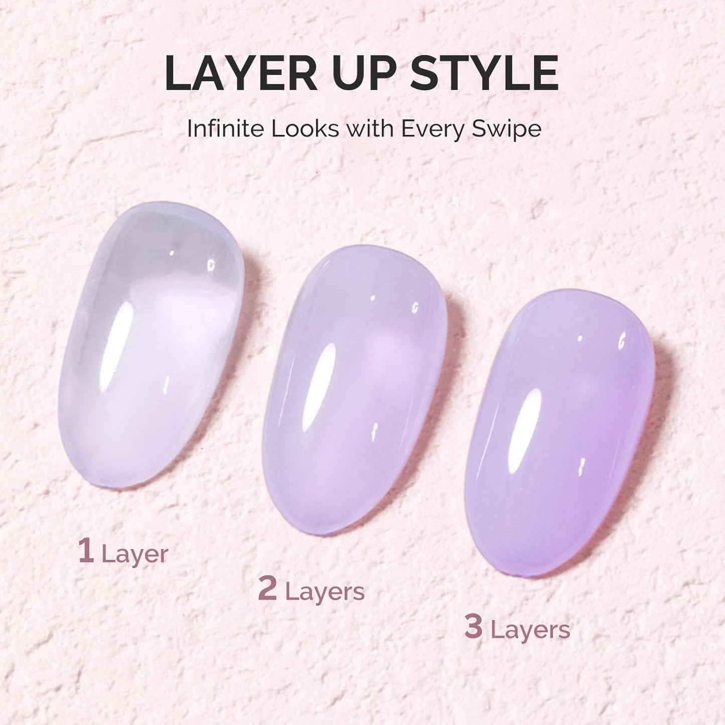 MelodySusie Jeweliver Gel Nail Polish, 0.5Fl Oz Lavender Puprle Jelly Gel Polish Sheer Translucent Nude Soak Off UV LED Light Cure Spring Summer Colors Nail Art Manicure Nail Art DIY at Home JM04