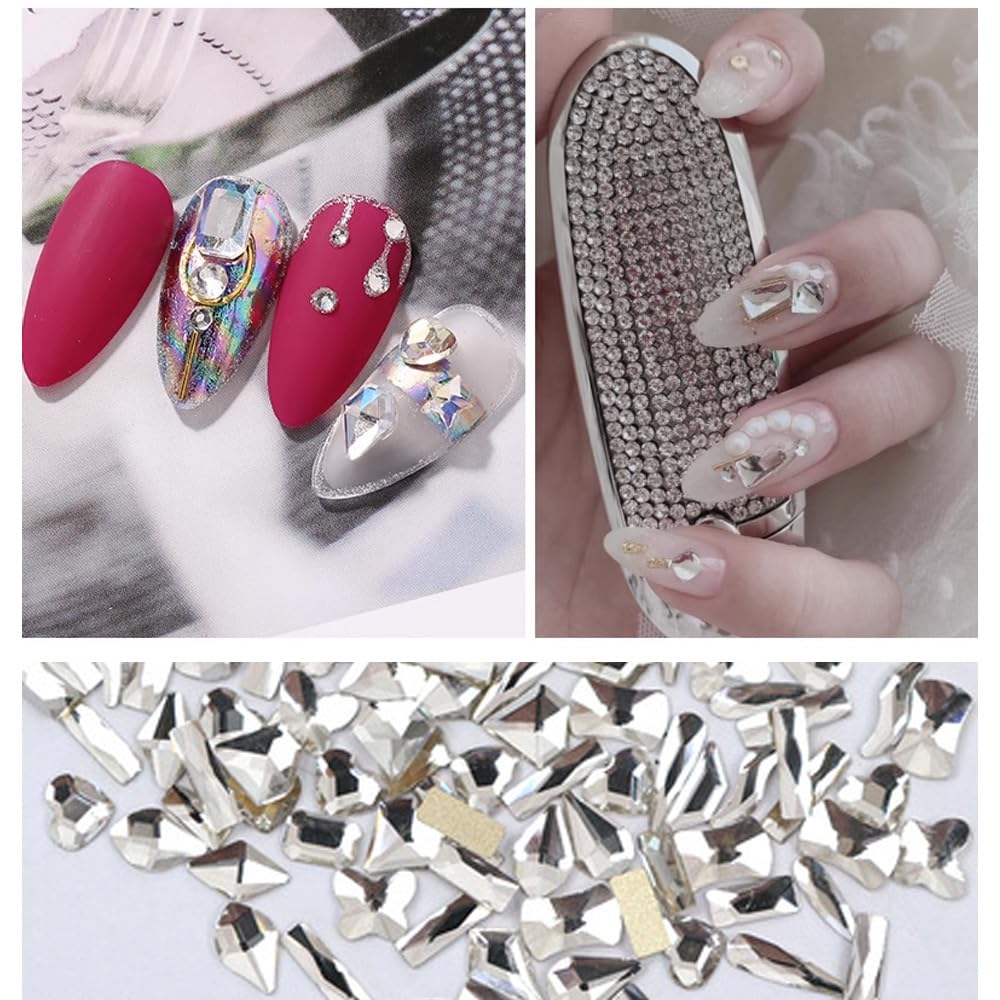 2680Pcs White Nails Rhinestones, 120Pcs Big Silver White Diamond Nail Gem Stones Charms with K9 Bling Flatback Round Beads, Clear Crystal Glass Jewelry for Nails Art Faces Eyes Makeup Decoration