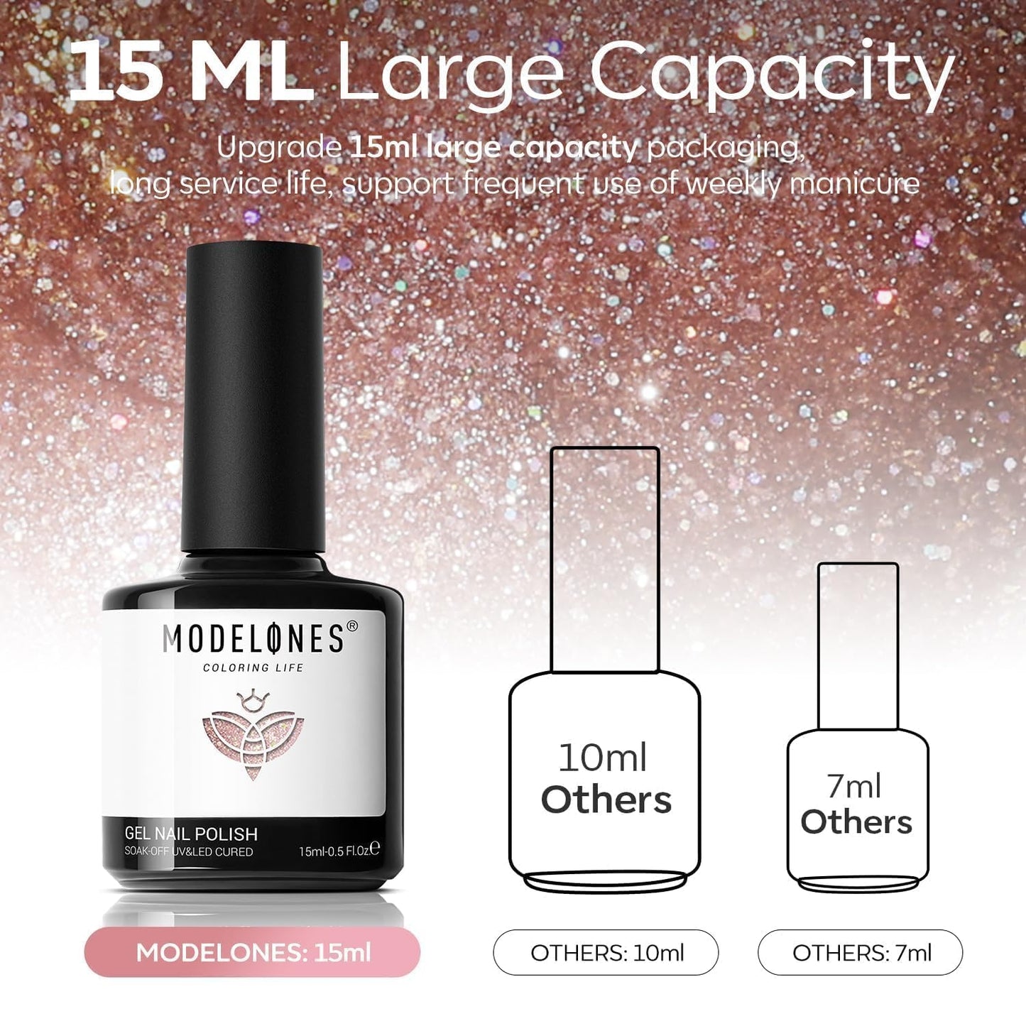 modelones Cat Eye Gel Nail Polish Shimmer Glitter Nude Pink Nail Polish with Magnet Holographic Reflective Soak Off LED Nail Art Top Coat Manicure Salon DIY Gifts 15ML
