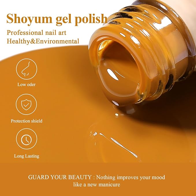 Gel Nail Polish 15ml, Fall Autumn Orange Yellow Color Soak Off UV LED Long-Lasting Nail Gel Polish Nail Art Home DIY Manicure Nail Salon