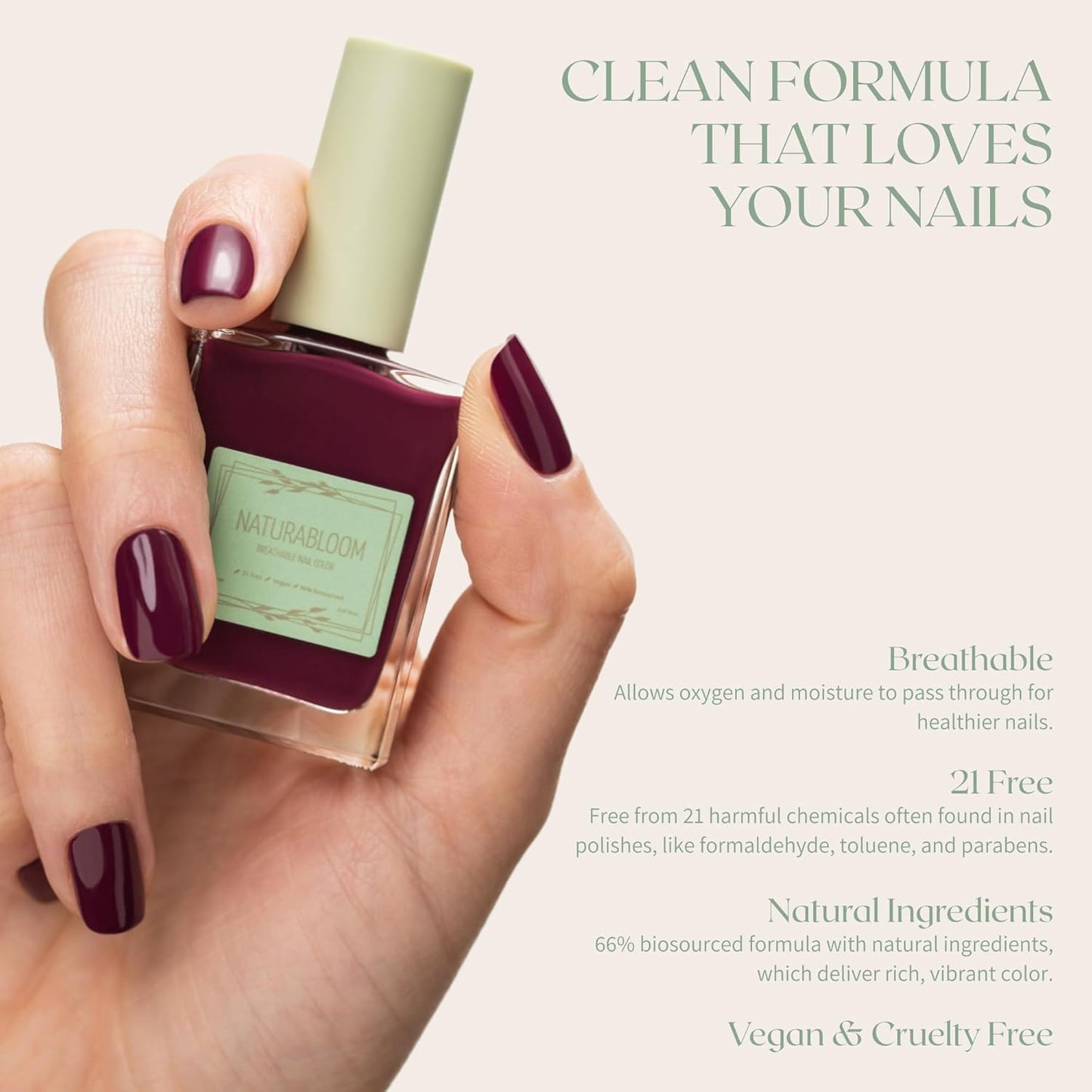 Breathable Premium Long Lasting Nail Polish (Dark Fuchsia) - Vegan & Toxin-Free