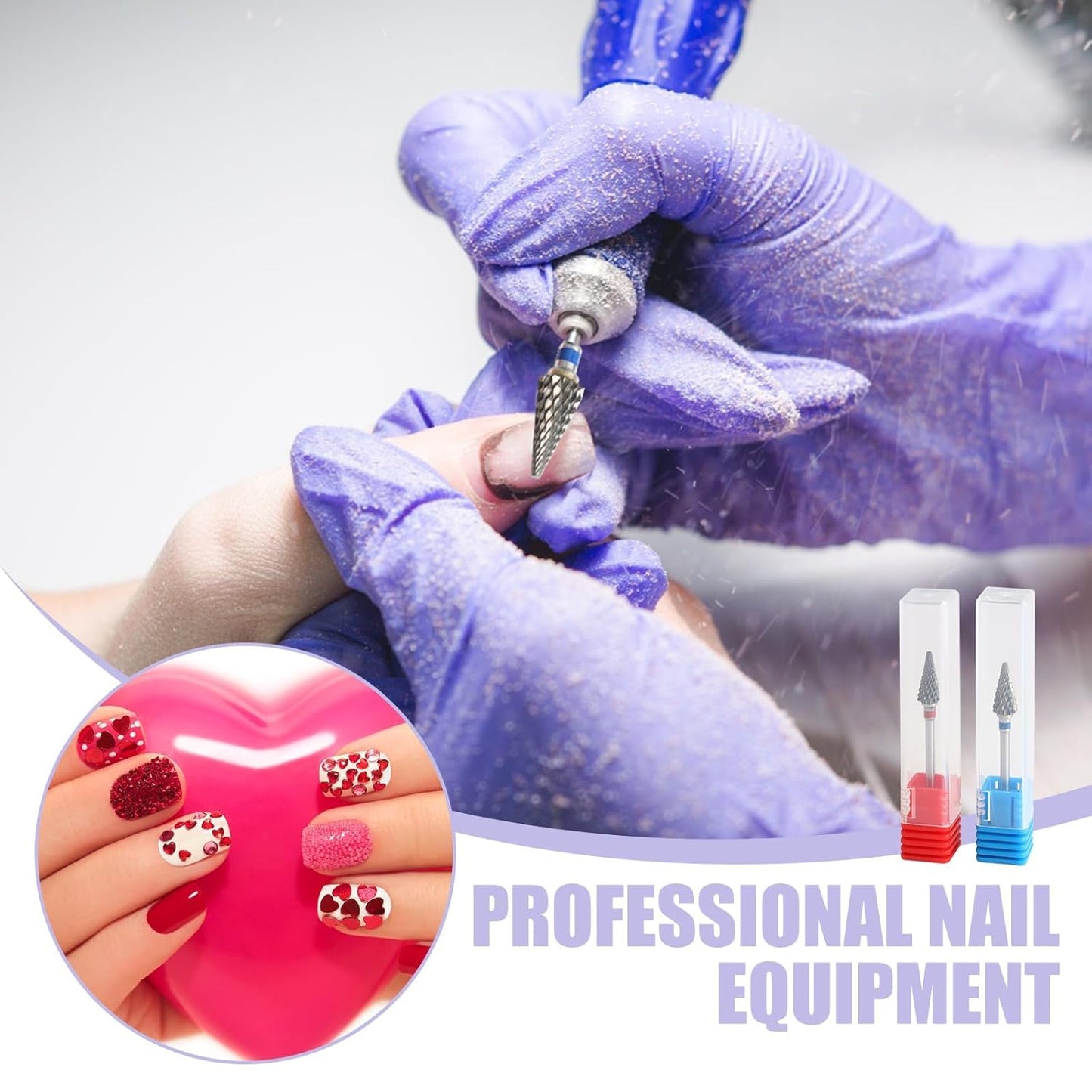 3/32" 5 in 1 Professional Carbide Nail Drill Bits Sets, 2 Pack Tungsten Safety Drill Bits Tech, Cuticle Bit Fast Remove for Manicurist Nail Salon Manicure Pedicure Gel Polishing (Pointed Head)