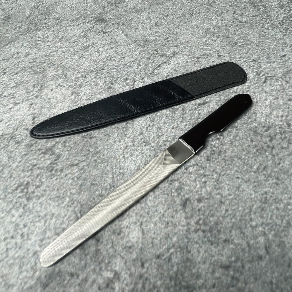 Uniquely Curved Metal Nail File [ Made in Japan ] Premium Handcrafted Diamond Nail Filer