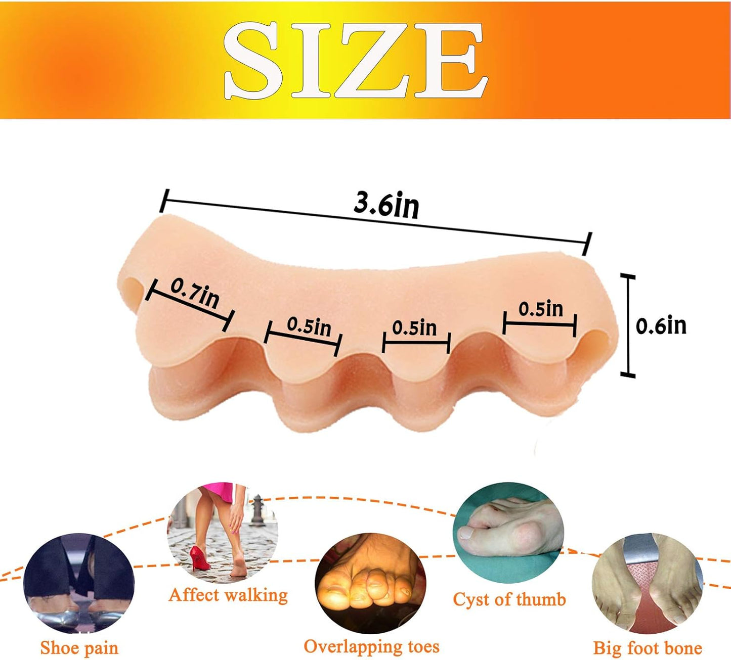 Toe Separators & Spacers,Use for Health & Beauty Pedicures,Plantar Fasciitis, Hammer Toes, Claw Toes & Other Foot Conditions,Pedicures for Men and Women(2 Pcs) - Beige