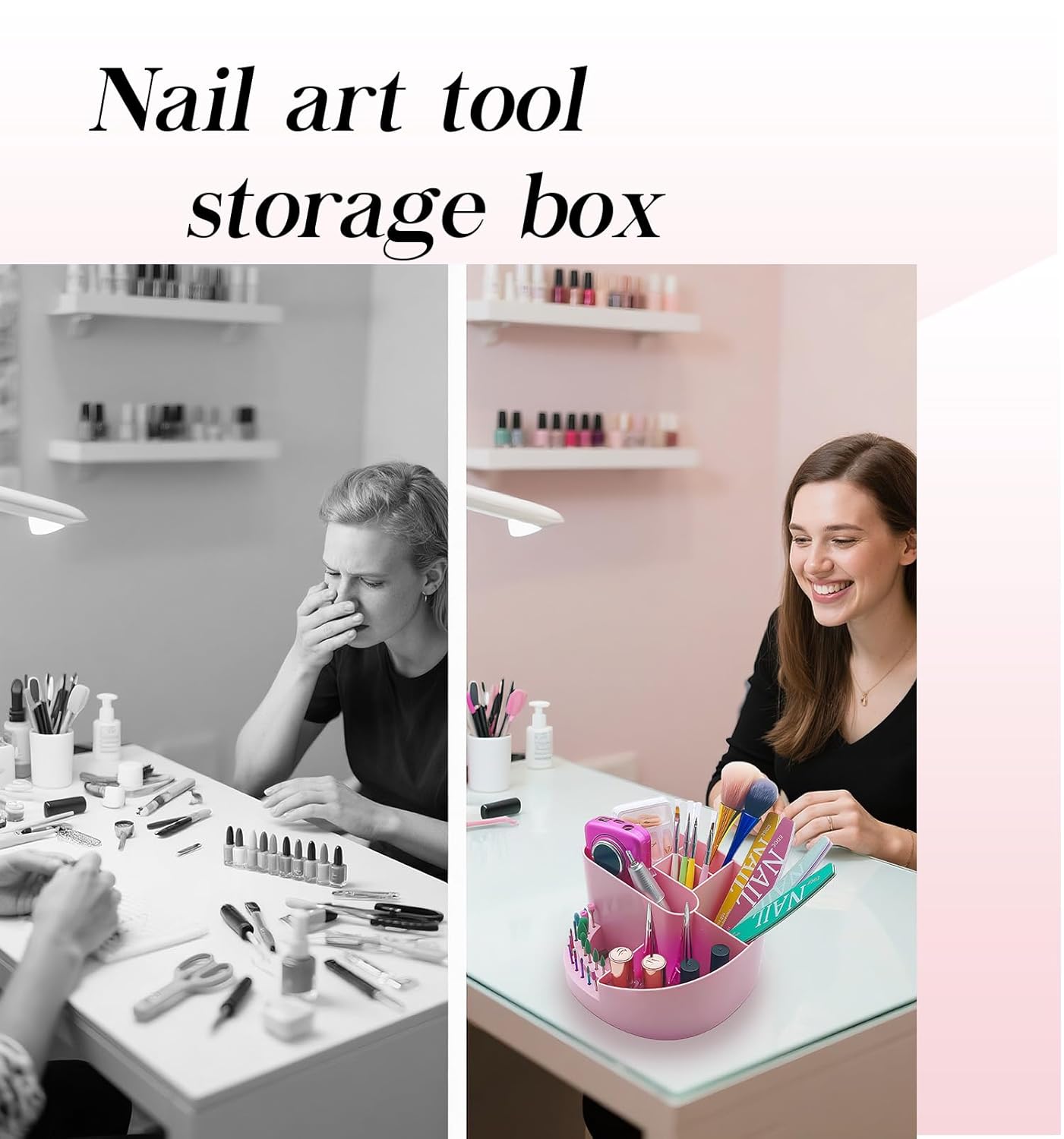 Nail Drill Holder 18 Hole Nail Drill Bit Holder Nail Organizer Professional Stand with 8 Compartments for Nail Tech Tools (Tools not included)