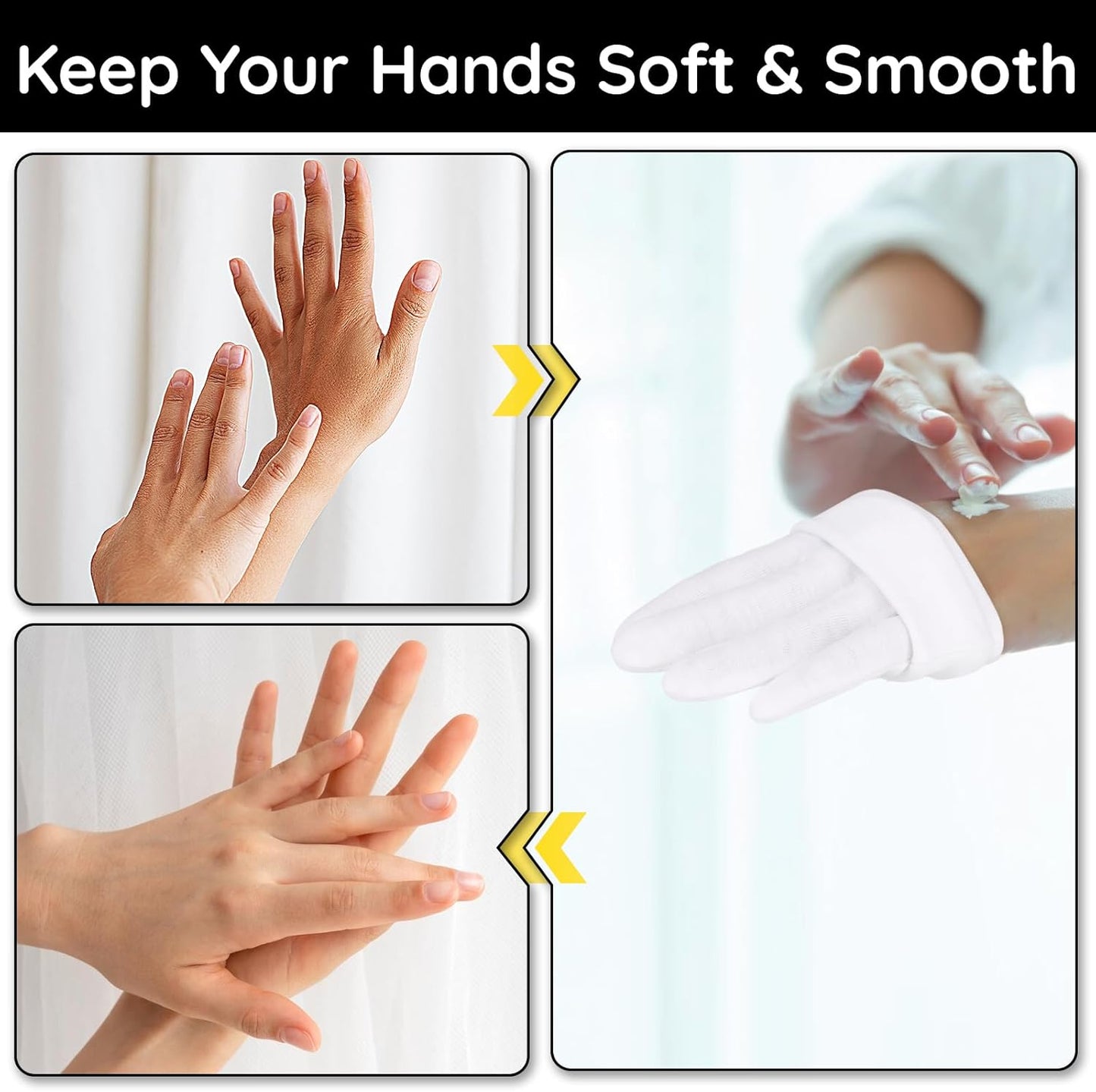 Segbeauty 12 Counts Extra Large Moisturizing Gloves Overnight, Thickened White Cotton Gloves for Dry Hand SPA, 6 Pairs Larger Overnight Lotion Sleep Gloves Women and Men, Washable Hand Gloves for Work