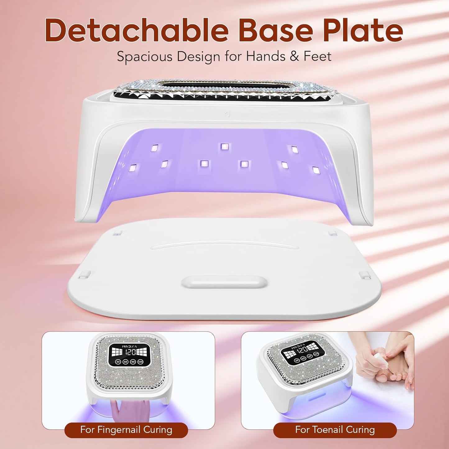 UV LED Nail Lamp for Gel Polish with 36 LED Beads & 4 Timer Settings, UV Light for Gel Nails, Professional Fast Curing Nail Dryer with LCD Touch Display, Auto Sensor (Sparkly Diamond White)