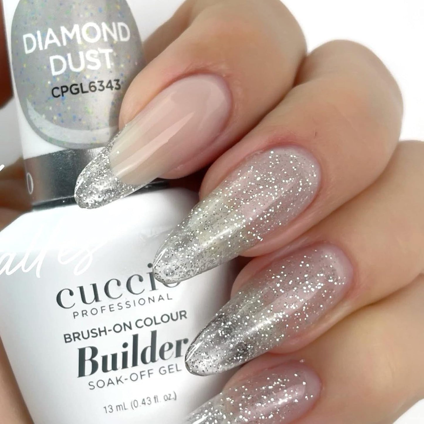 Cuccio Pro Brush-On Colour Builder Soak Off Gel - LED and UV Self-Leveling Lightweight Formula - Camouflages Re-Growth and Corrects Uneven Nail Beds - Base Coat - Diamond Dust - 0.43 oz