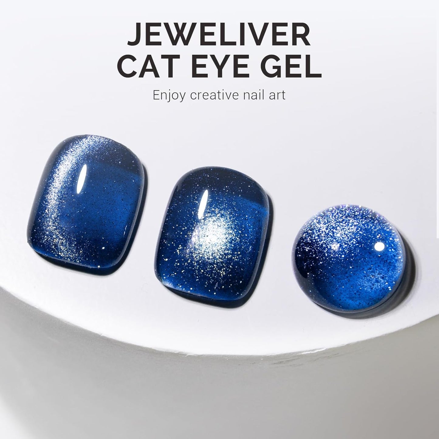 MelodySusie Jeweliver Cat Eye Gel Nail Polish, 0.5 Fl Oz Blue Glitter Holographic Magnetic Nail Polish with Magnet, UV Gel for Nail Art Manicure Salon DIY at Home C6687