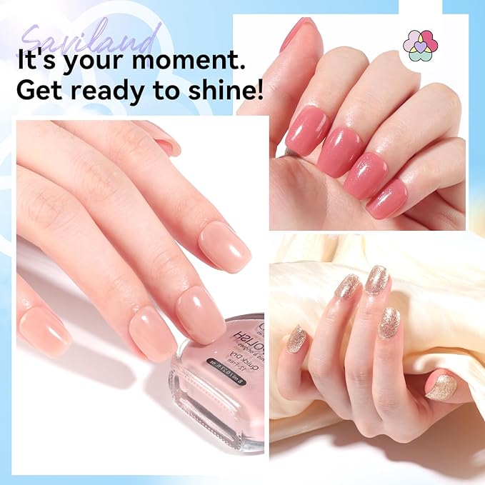 SAVILAND Color Artistry Nail Polish Set: 6Pcs Neutral Nude Pink Glitter Quick Dry Nail Polish Fall Winter Mini 12-Free Fingernail Polish Vegan Nail Toes Lacquer DIY Manicure Women Gift Home Use