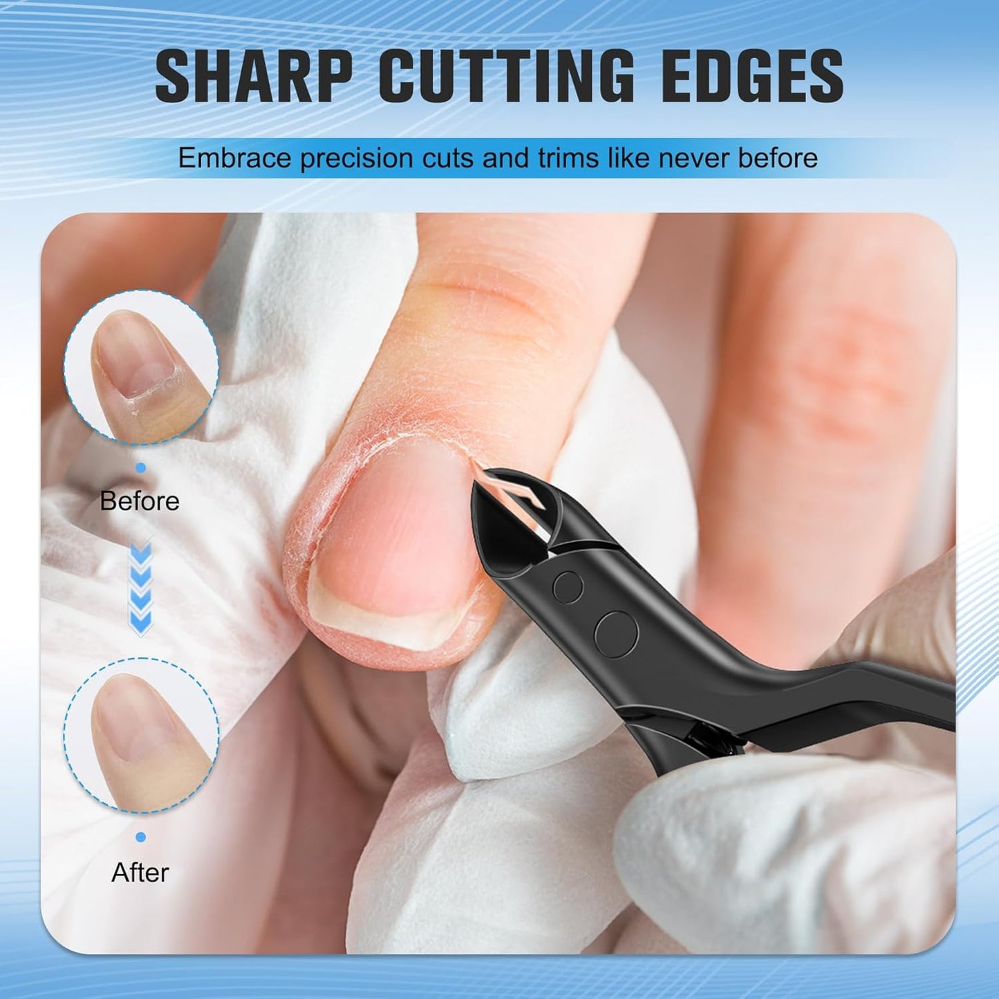 FERYES Professional 1/2 Jaw Cuticle Nippers - 4R13 Stainless Steel Cuticle Clippers with Built-in spring Design, Ultra-Sharp Precision Blades for Manicure, Pedicure & Dead Skin Removal