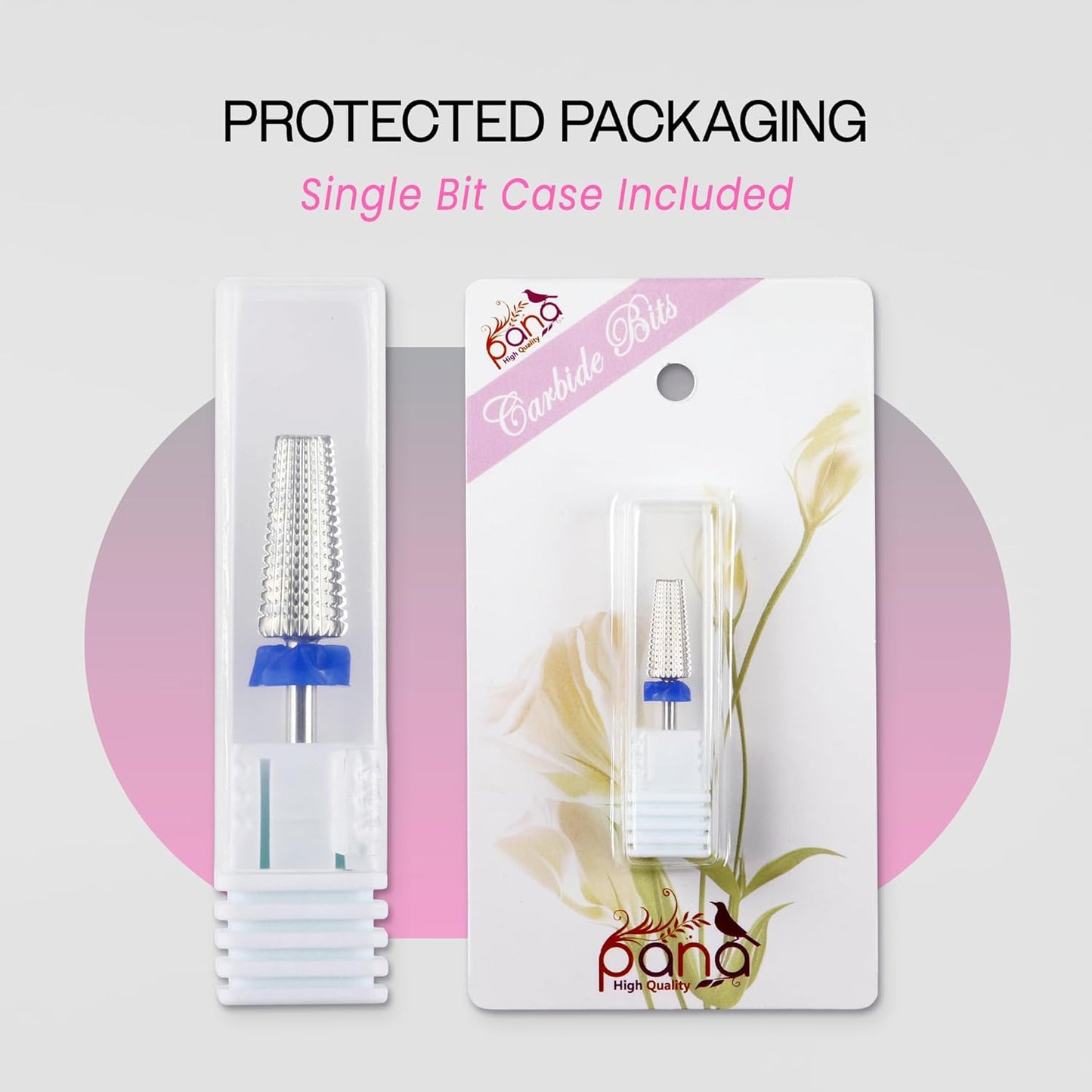 PANA Nail Carbide 5 in 1 Bit - Two Way Rotate use for Both Left and Right Handed - Fast remove Acrylic or Hard Gel - 3/32" Shank - Manicure, Nail Art, Drill Machine (Medium - M, Silver)