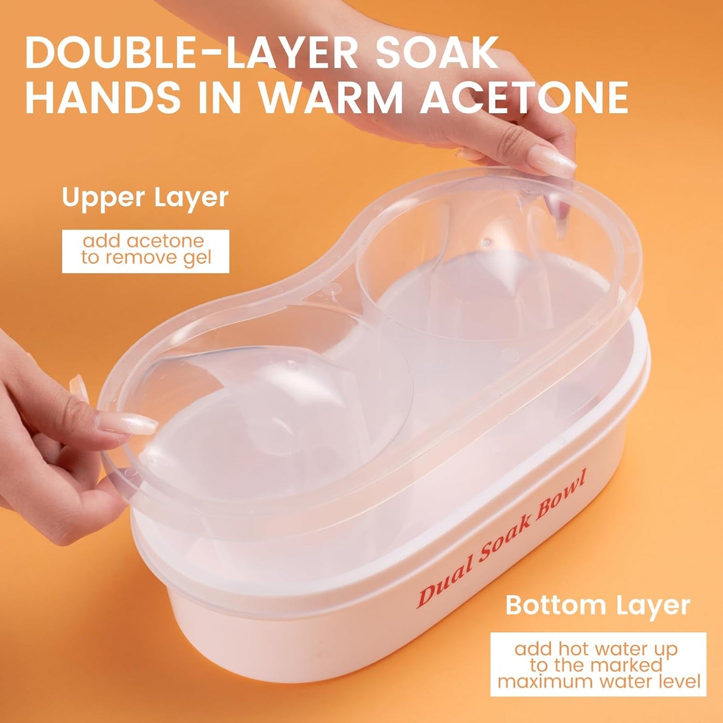 Dual Nail Soaking Bowl Acetone Proof: Nail Polish Acrylic Nail Remover Soak Off Bowl- Dip Powder Remover Manicure Bowl for Salon Home Use (D1-White)