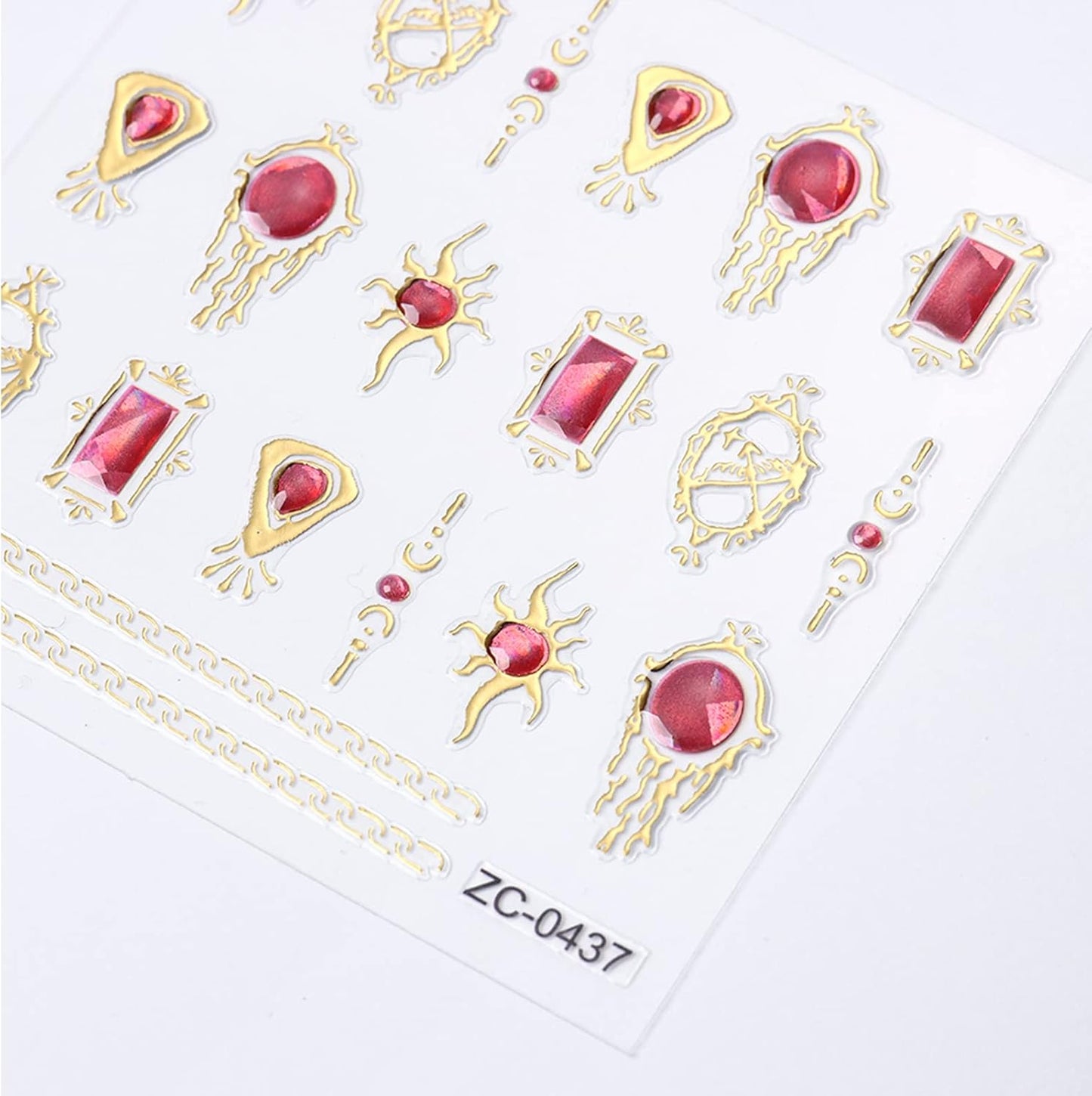 5 Sheets 5D Bronzing Nail Art Stickers Decals,Fishtail Shell Embossed Self-Adhesive Nail Sticker Gemstone Flower Heart Sun Gold Metal Design Nail Art Supplies for Nail DIY Decoration for Women