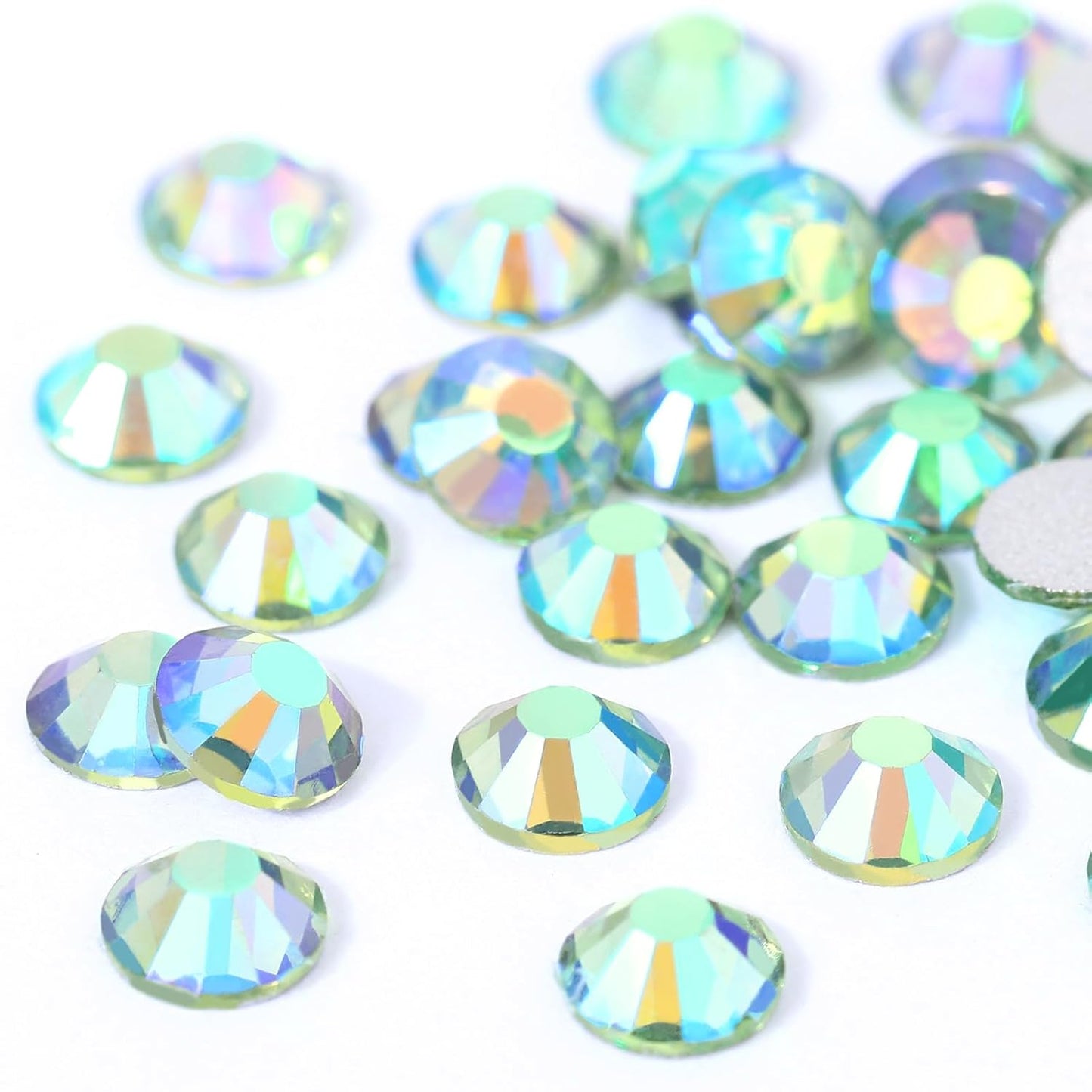 Novani Rhinestones 3000Pcs Flatback Crystal Round Loose Gemstones Glass Rhinestones for Crafts Makeup Nail Art Clothes Shoes DIY Decorations(SS10, 2.7-2.9mm,Light Green AB)
