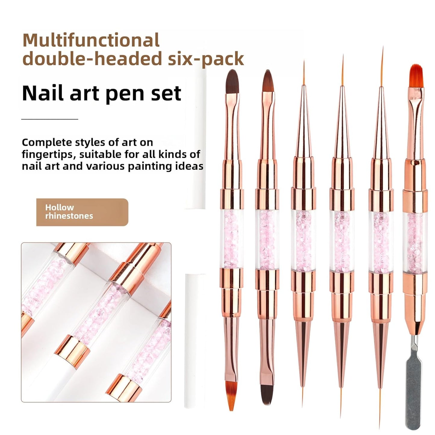 6pcs Double-Ended Nail Art Brushes Set - Professional Nail Design Tools for Acrylic & Gel Nails Gel Polish Art Nail Nail Dotting Brush Pen nail liner brush nail stamping kit