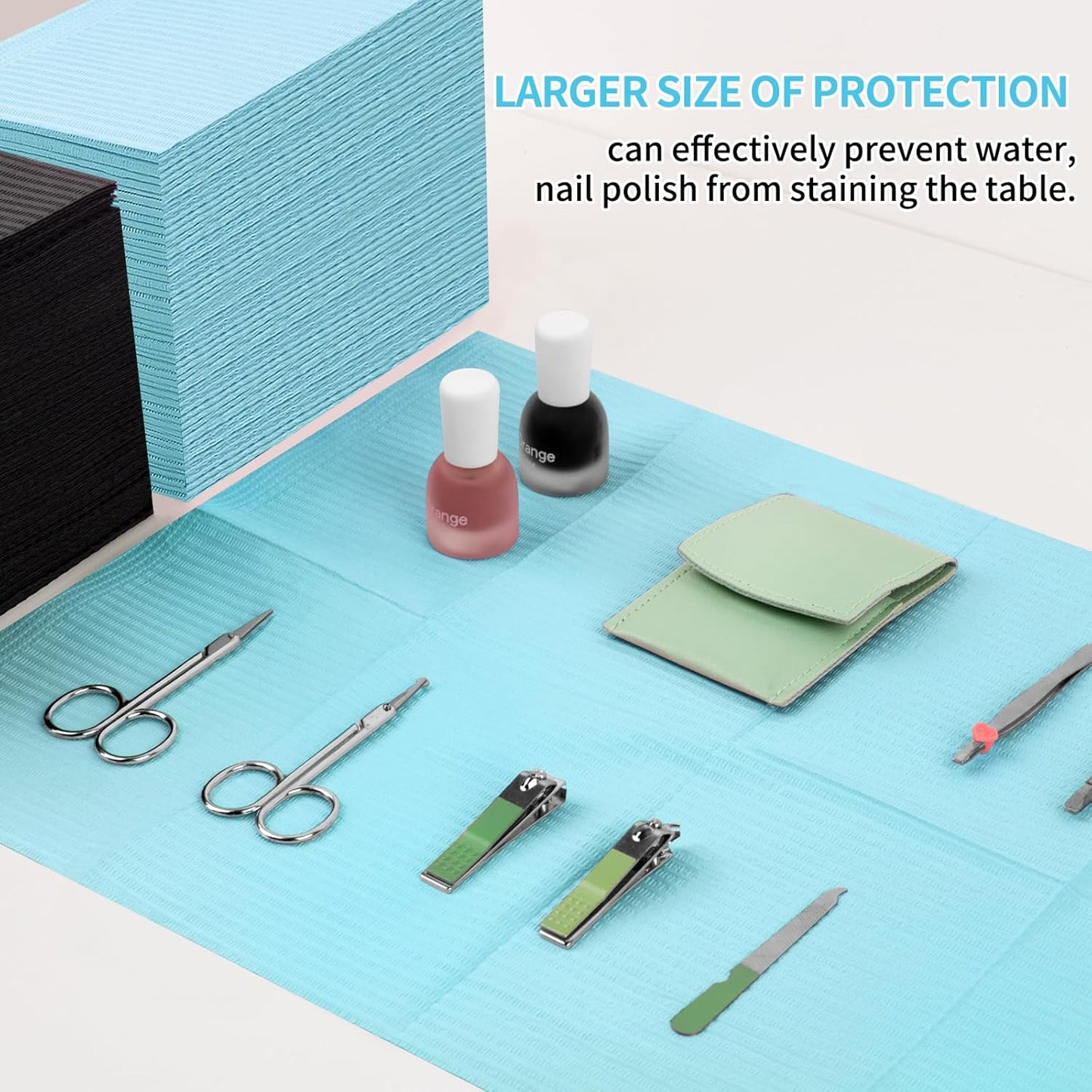 50pcs Disposable Nail Mats Foldable Nail Paper Towels for Table Acrylic Nail Practice Sheet, 3 Ply Waterproof Clean Nail Table Practice Mat for Salon Manicure Tattoo,Nail Art Accessories13"x18"(Blue)