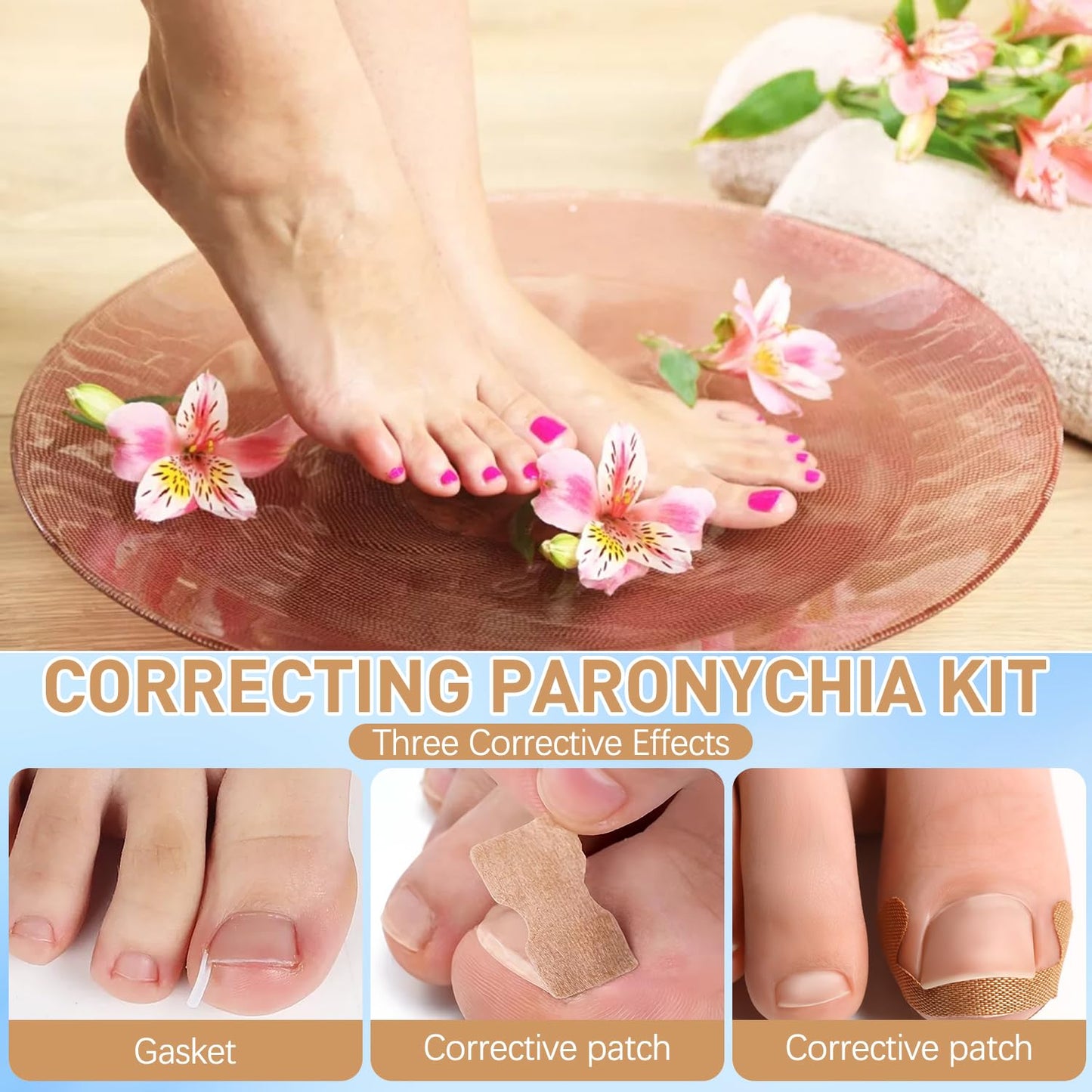 Ingrown Toenail Removal Kit,Professional Toenail Tool Kit Includes Breathable Toenail Strips, Curved Toenails Corrector Patch, Painless File and Lifter Pedicure Tools, Professional Pedicure Tool